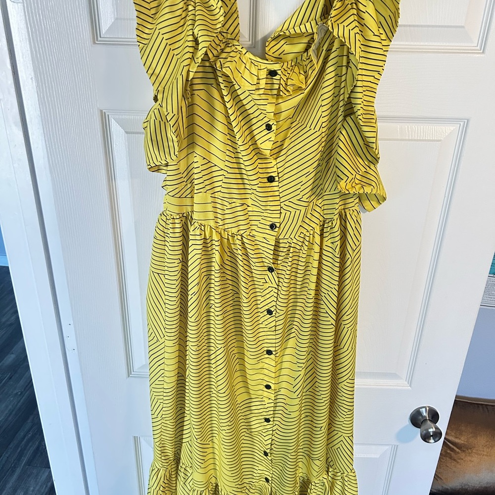 Backless Print button Ruffle Maxi Dress! - Picture 5 of 12